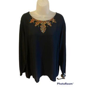 Vintage 90’s CL Carole Little Ladies Embroidered Top Size 16